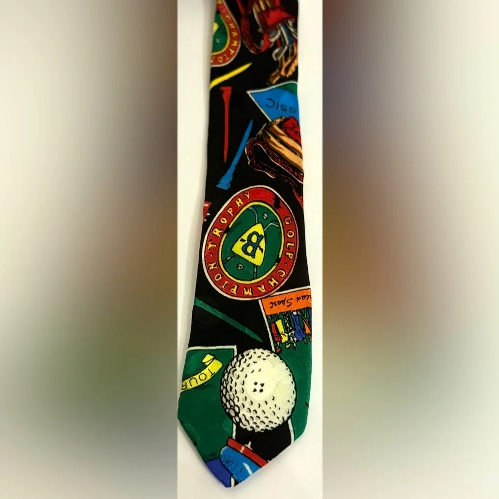 Addiction Golf Tournament Theme Men's 100% Silk Hand Made Necktie